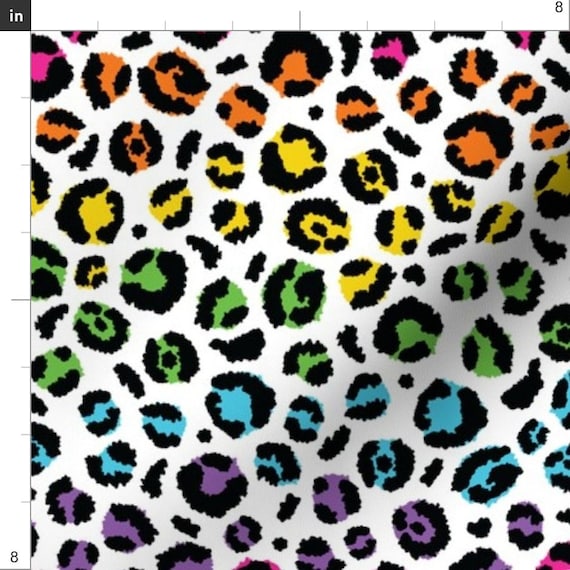 Rainbow Cheetah Print Leopard Fabric Rainbow Leopard by Robyriker