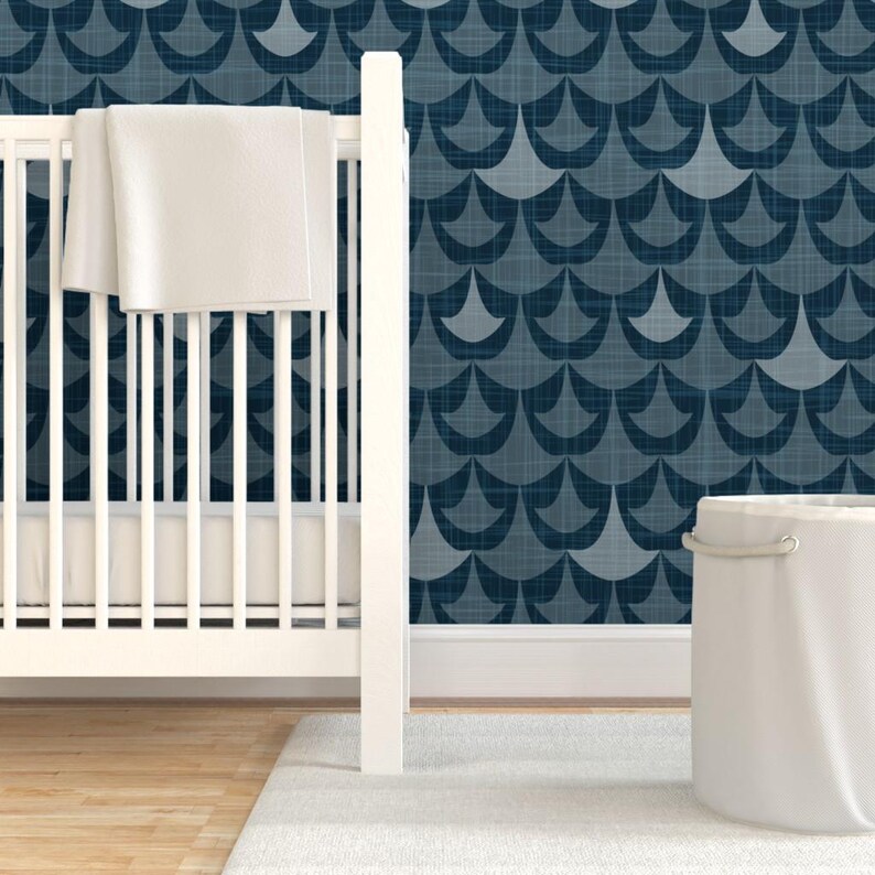 Carta da parati geometrica - Rhapsody - Blu di Heatherdutton - Rotolo di carta da parati autoadesiva rimovibile con stampa geometrica personalizzata di Spoonflower immagine 6