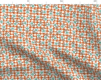 Paw Print Fabric - Dog Coffee Treats by littlearrowdesign -  Plaid Coffee Cup Autumn Dog Bone Treats Dog Fabric by the Yard by Spoonflower