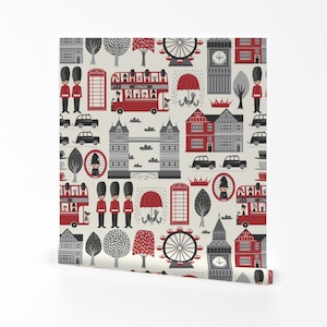 London Wallpaper - London Calling Conversational By Stacyiesthsu - City Custom Printed Removable Self Adhesive Wallpaper Roll by Spoonflower