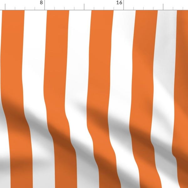 Stripe Fabric - 2" Stripe - Orange And White By Andrea Lauren - Stripe Vertical Orange White Cotton Fabric By The Yard With Spoonflower