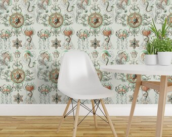 Jellyfish Wallpaper - Haeckel Trachomedusae By Peacoquettedesigns - Custom Printed Removable Self Adhesive Wallpaper Roll by Spoonflower