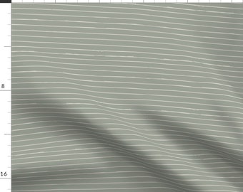 Sage Green Stripes Fabric - Bone Stripes On Sage Green By Erin Kendal - Sage Geometric Stripe Cotton Fabric By The Yard With Spoonflower