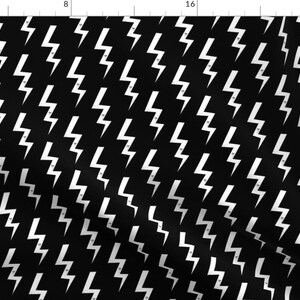 Lightning Bolt Fabric - Bolt Black and White By Charlotte Winter - Bolt Cotton Fabric By The Yard With Spoonflower