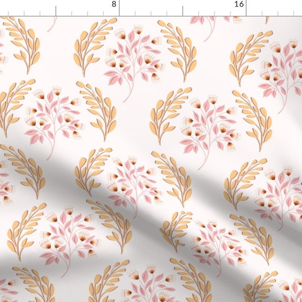 Boho Style Fabric - Chasing Folksy By Nelvis Valenzuela - Neutral Pink Beige Floral Indie Spring Cotton Fabric By The Yard With Spoonflower