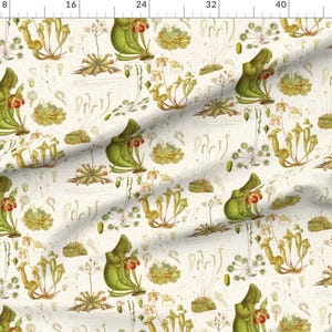 Carnivorous Plant Fabric - Carnivorous Plants Linen By Thecalvarium - Carnivorous Plant Botanical Cotton Fabric By The Yard With Spoonflower image 2