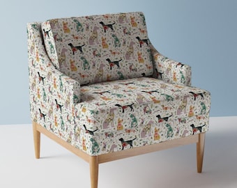 Tela de tapicería con diseño de perros florales - Patchwork Dogs de shopcabin - Tela rústica colorida con diseño de perros de rescate para niños y bebés, cortada a medida con Spoonflower