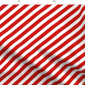 Stripe Fabric - Red & White Candy Stripes Red Diagonal Stripe By Charlottewinter- Holiday Stripes Cotton Fabric By The Yard With Spoonflower