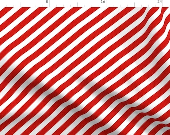 Stripe Fabric - Red & White Candy Stripes Red Diagonal Stripe By Charlottewinter- Holiday Stripes Cotton Fabric By The Yard With Spoonflower