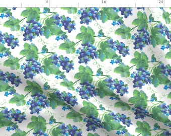 Grapevine Fabric - Spring Grapes By Ileneavery - Purple and Green Grape Bunches Fruit Kitchen Cotton Fabric By The Yard With Spoonflower