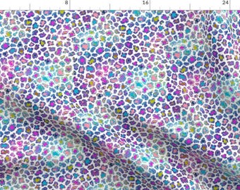 Bright Pastel Cheetah Fabric - Cheetah Leopard New Kitty Multi Colors By Parisbebe - Purple Pink Cotton Fabric By The Yard With Spoonflower