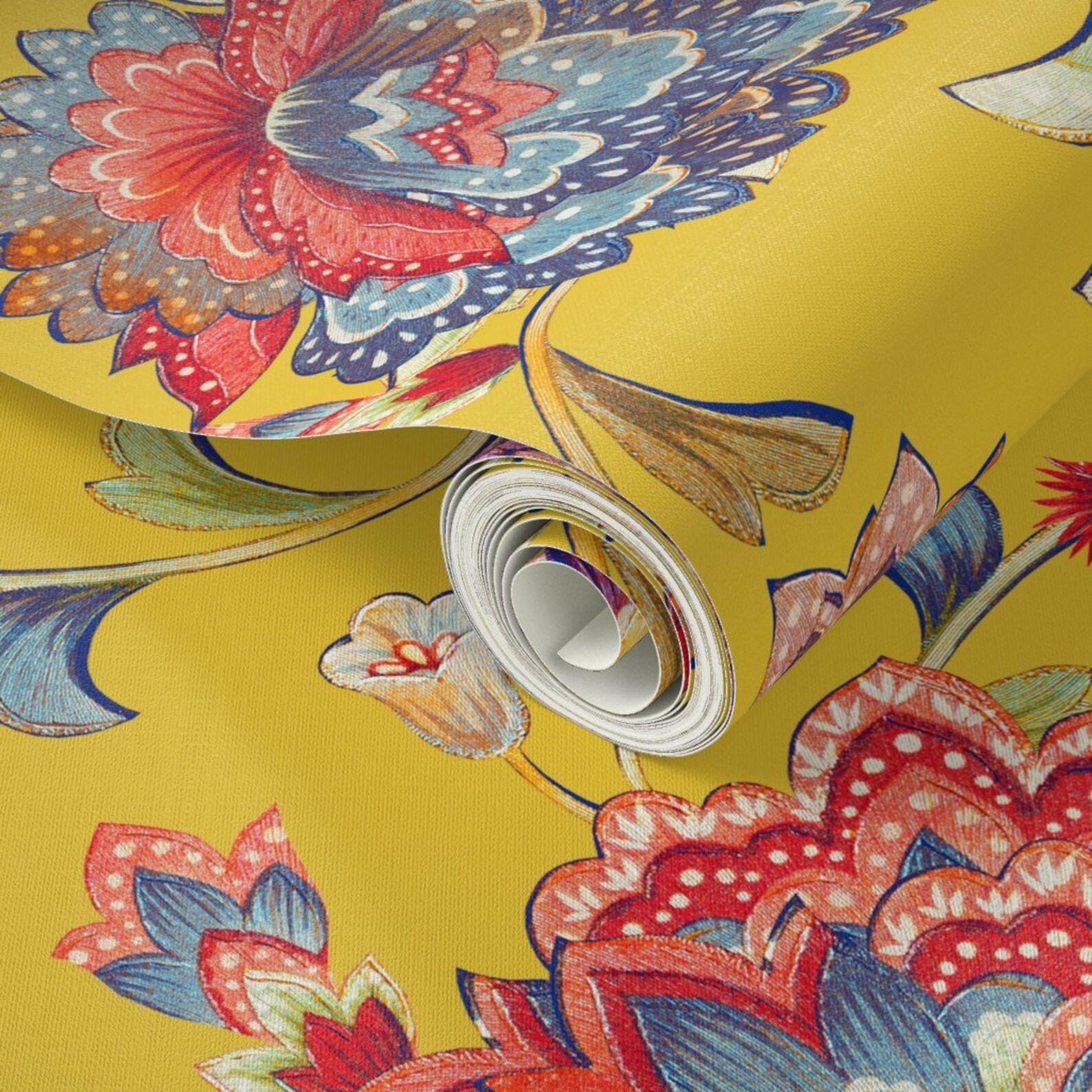 Chintz Wallpaper Chintz Mustard by Chicca Besso Mustard Etsy