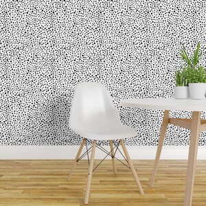 Polka Dot Wallpaper - Black Speckles By Taylor Bates Creative - Black White Animal Removable Self Adhesive Wallpaper Roll by Spoonflower