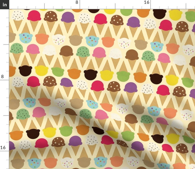 Ice Cream Fabric Ice Cream Dream by Jenimp Yellow Summer Etsy