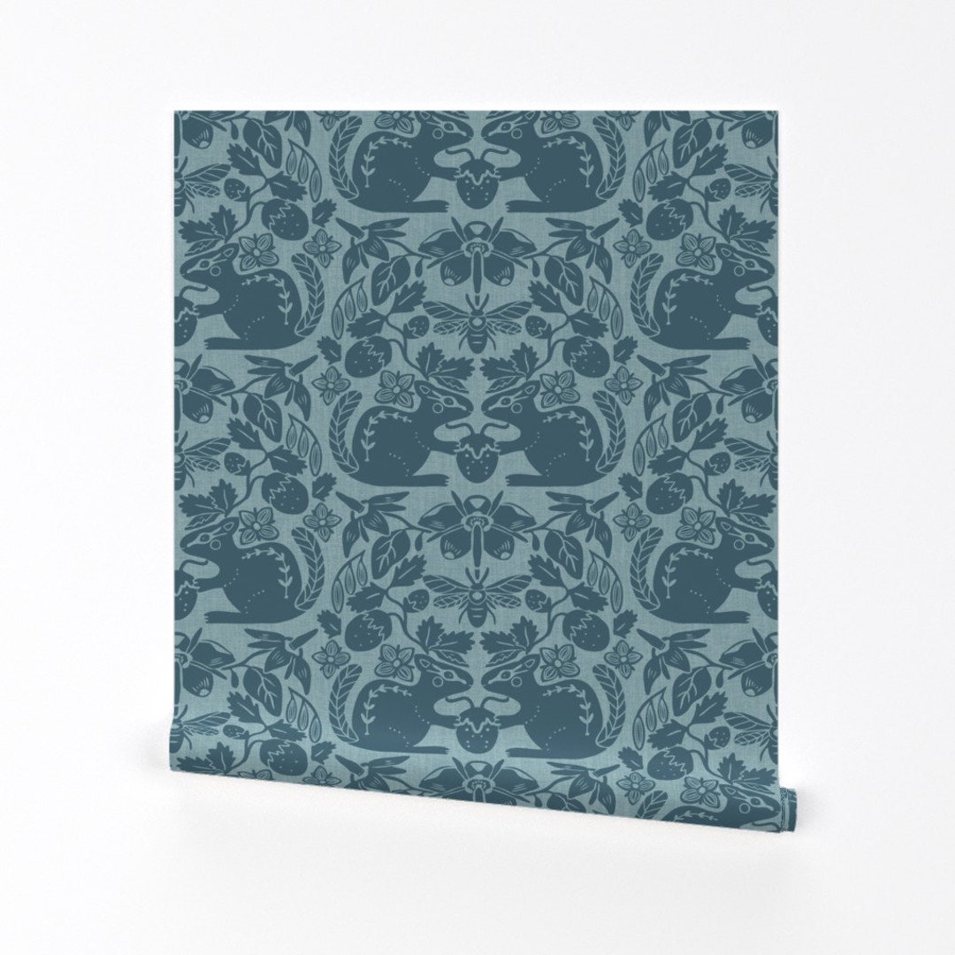 Art Nouveau Damask Wallpaper Springtime Meadow by Etsy