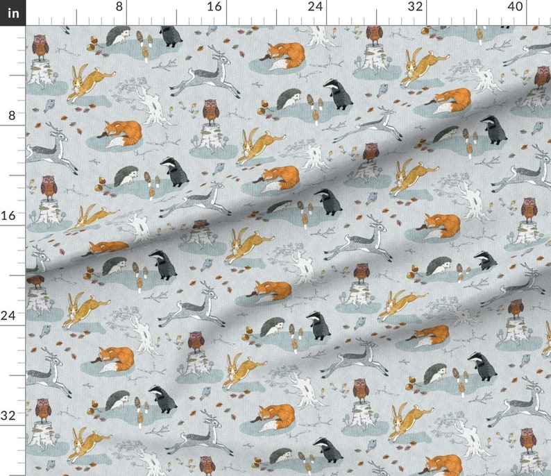 Fox Fabric Hogs Under Hedges Foxes On Copses Custom Fabric By Nouveau Bohemian Fox Cotton Fabric by the Yard with Spoonflower image 3