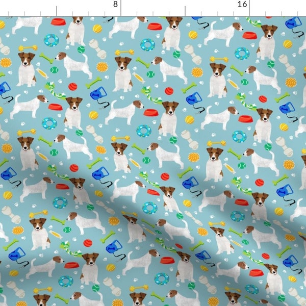 Jack Russell Fabric - Jack Russell Dog Toys Lovers Toys For Jack Russell Dogs By Petfriendly - Cotton Fabric by the Yard with Spoonflower