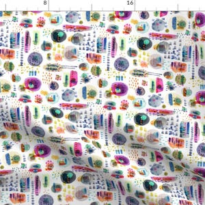 Multicolored Bacteria Fabric - Petri-Fied By Nadiahassan - Organisms Painterly Membrane Marks Fun Cotton Fabric By The Yard With Spoonflower