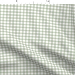 Green Buffalo Plaid Fabric - Sage Green Gingham by dept_6 - Gender Neutral Springtime Picnic Gingham Plaid Fabric by the Yard by Spoonflower