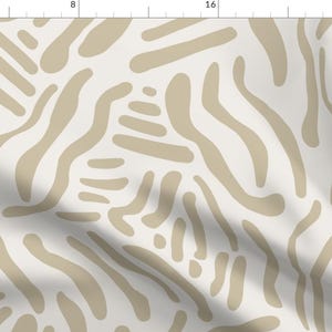 Organic Shapes Fabric - Abstract Lines  by louisemargaret - Neutrals Minimalist Boho Modern Abstract Beige Fabric by the Yard by Spoonflower