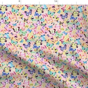 Bright Butterfly Fabric - Pastel Butterflies by ninola-design - Pastel Butterfly Small Scale Colorful Fabric by the Yard by Spoonflower