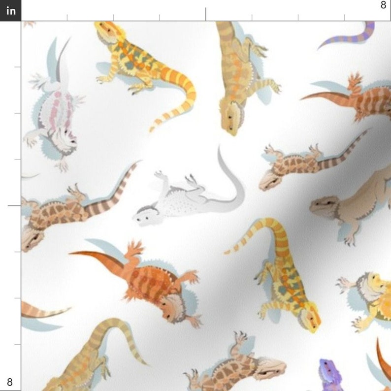 Reptile Fabric Bearded Dragon Scatter on White by Etsy