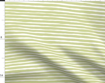 Green Fabric - Light Green Stripes / Sloths Love Pink Mix Match Print By Shopcabin - Green Stripe Cotton Fabric By The Yard With Spoonflower