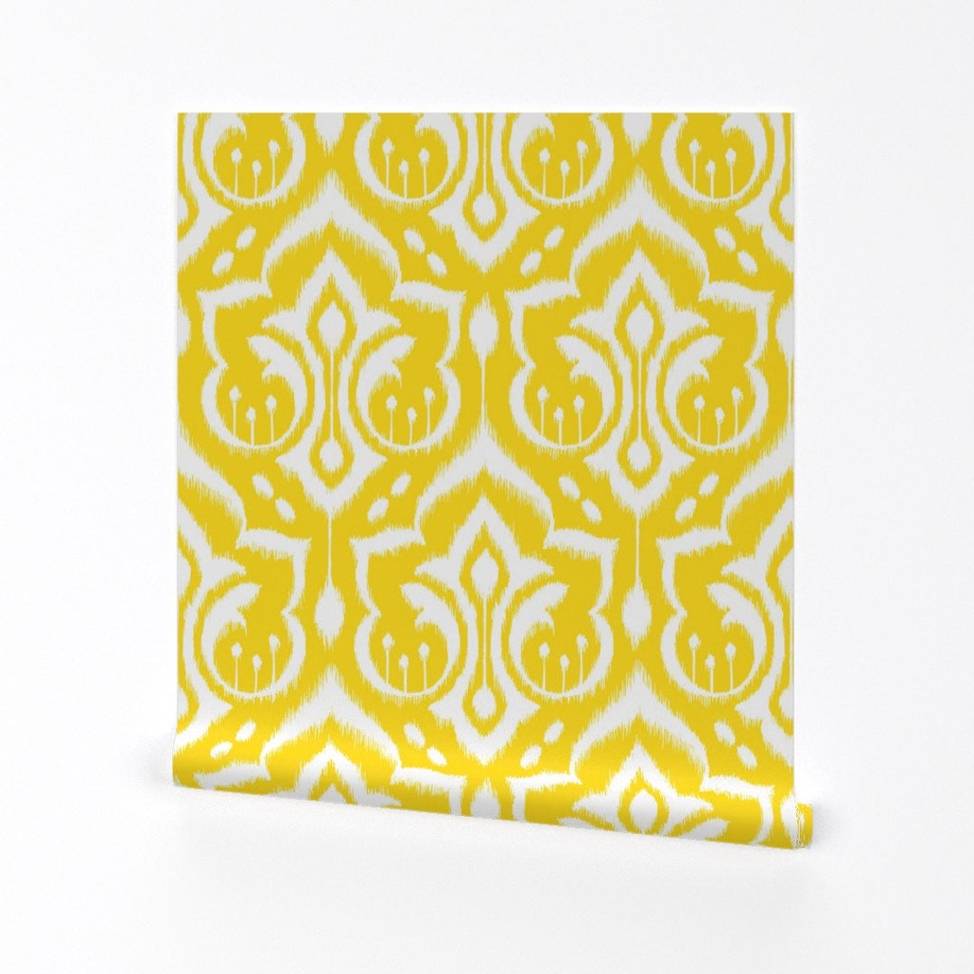 Yellow Damask Wallpaper Sunshine Damask Yellow by Pattysloniger Custom