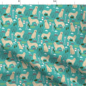 Golden Retriever in Seattle Fabric - Golden Retriever Seattle Washington By Petfriendly - Cotton Fabric by the Yard with Spoonflower