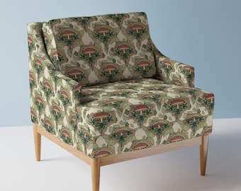 Art Nouveau Fungi Upholstery Fabric- Mushroom Nouveau by hghaasart -  Mushrooms Fungus Botanical Olive  Fabric By The Yard With Spoonflower