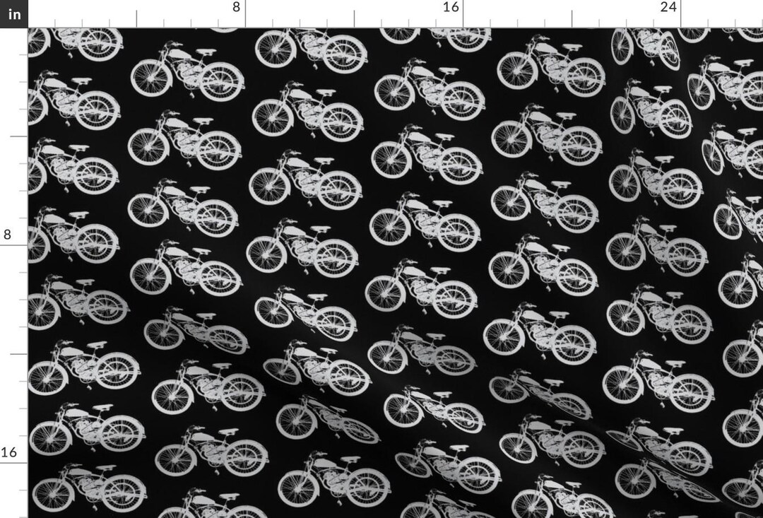 Biker Fabric - Vintage Motorcycles in Grey Black (4