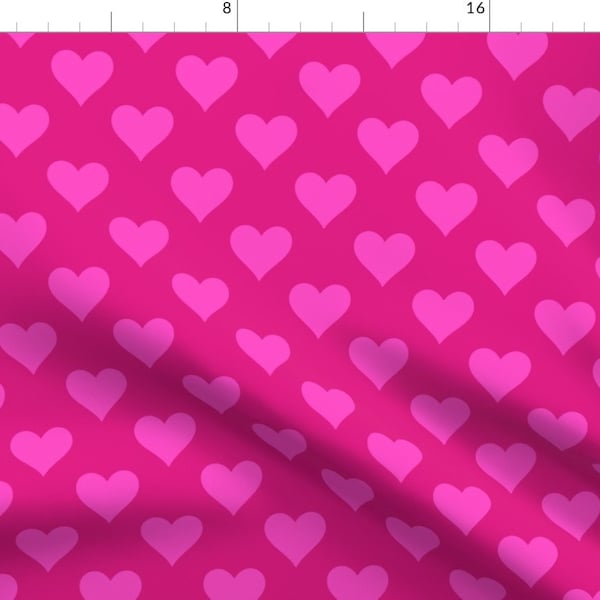 Bright Pink Hearts Fabric - Hot Pink Hearts by unasomerville - Bubblegum Pink Bold Pink Happy Cheerful Fabric by the Yard by Spoonflower