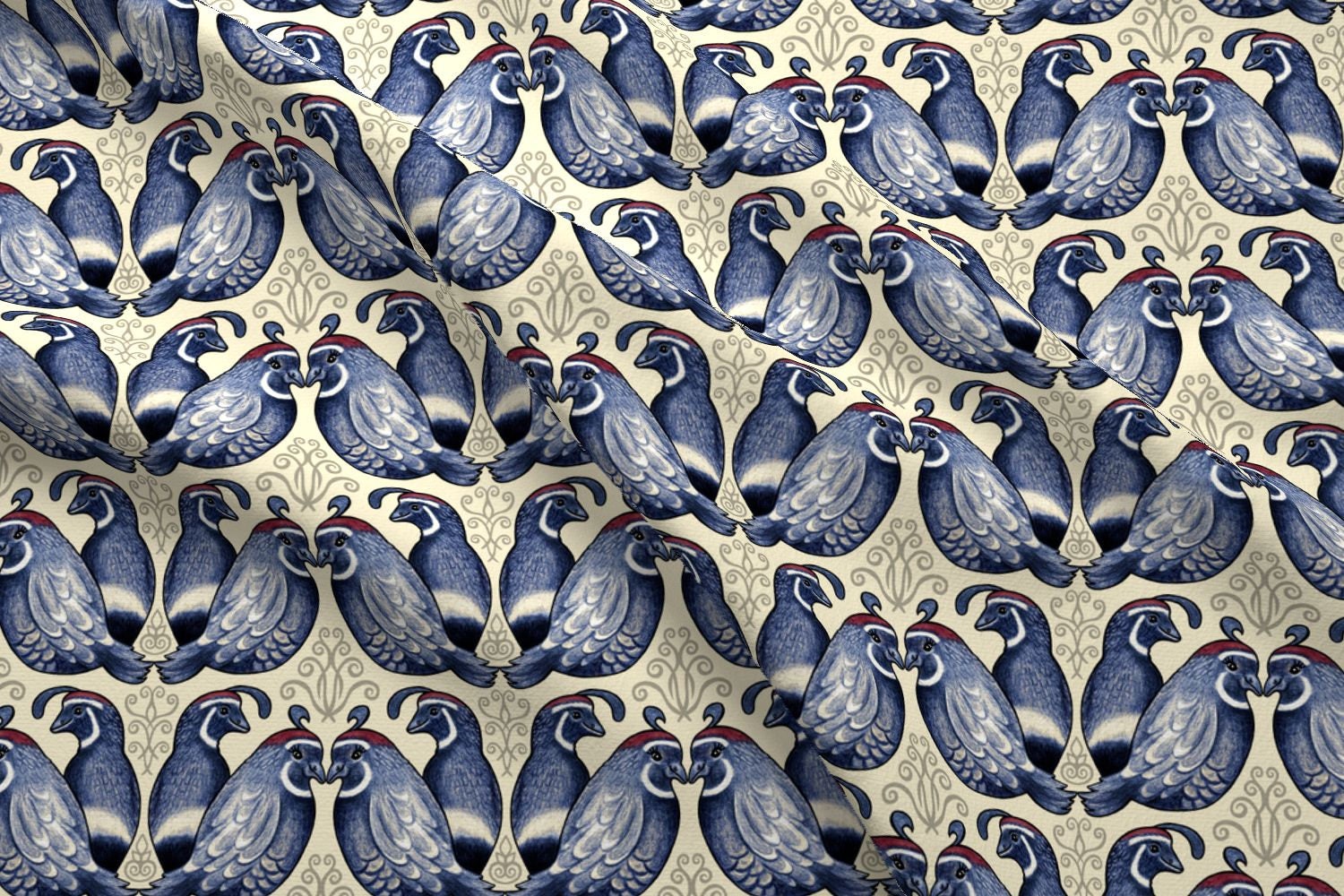 Quail Fabric Quail Bird Decorative Elements By Dunnspun Etsy