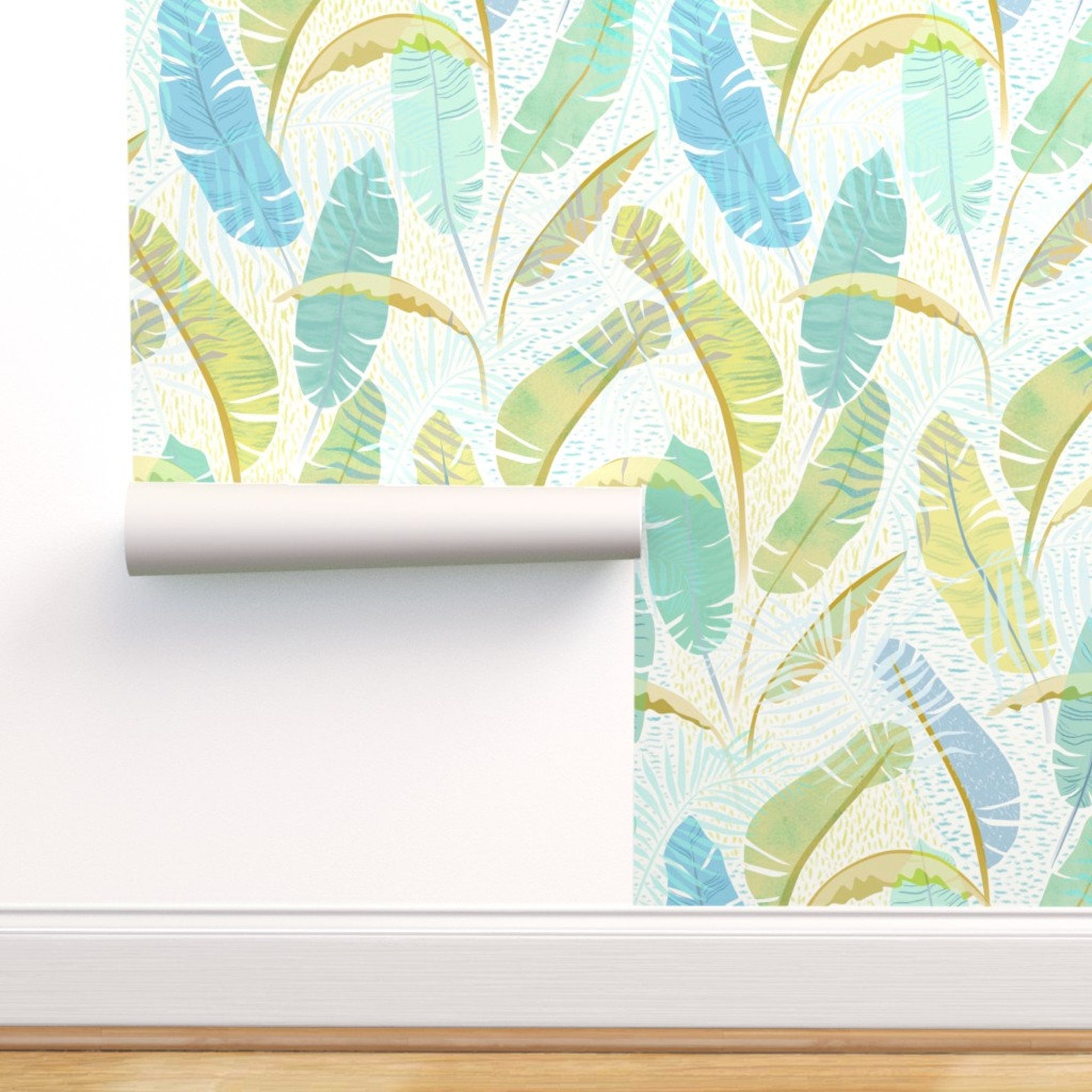 Banana Leaf Wallpaper Tropical Restroom by Illaberek Jumbo - Etsy