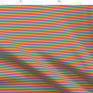 Stripe Fabric - Ultra Tiny Rainbow Stripes 2 By Misstiina Bright Throwback 1990s Pride Skinny - Cotton Fabric By The Yard With Spoonflower