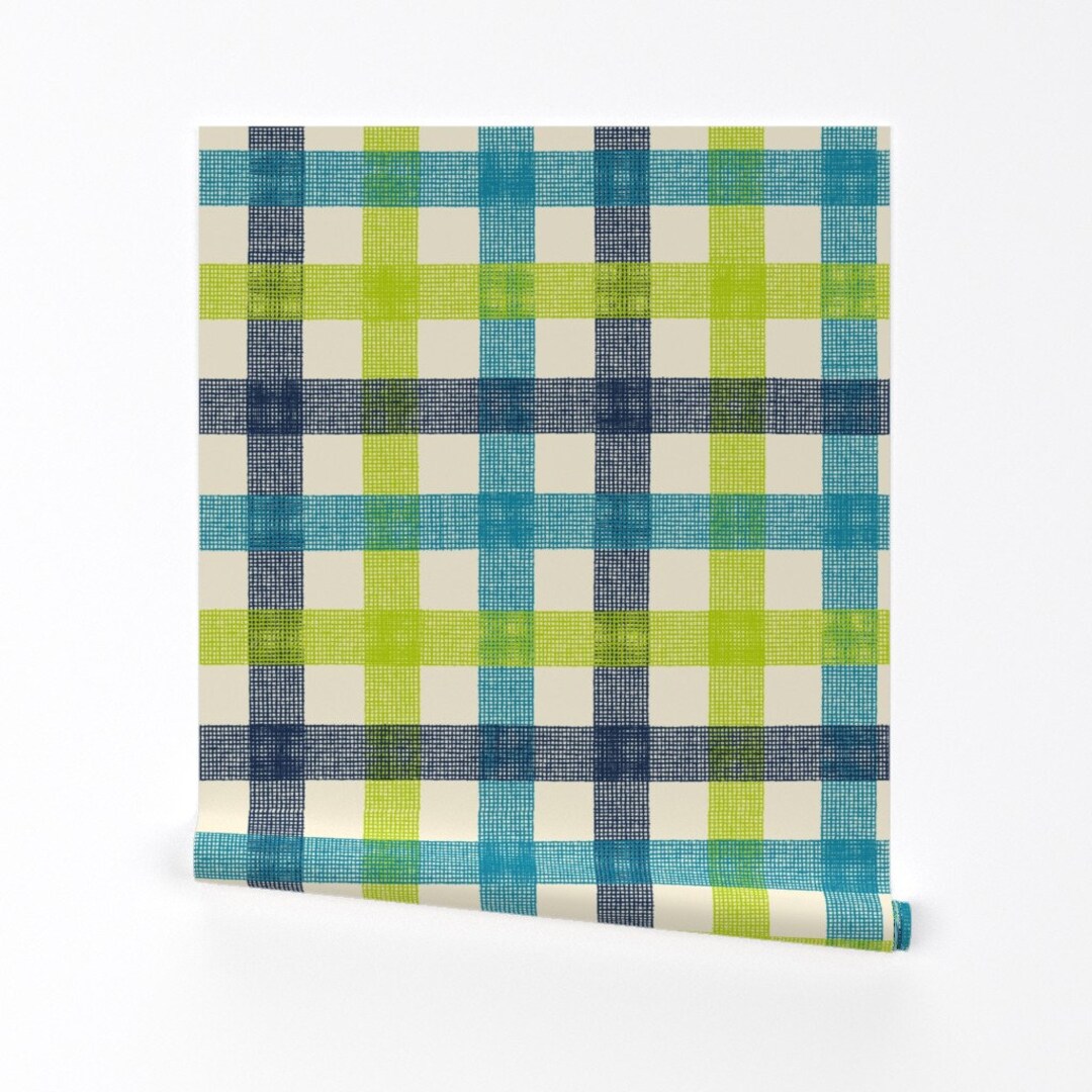 Green Gingham Wallpaper Vibes Check by Delfuneum Preppy Etsy
