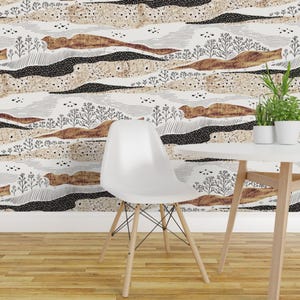 Southwestern Boho Peel and Stick Wallpaper - Desert Landscape Earth Tone Neutral Calm - Removable Wall Decor Art - Calm Desert by mona_ahmed