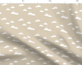 Mountains Beige Landscape Fabric - Mountains - Rustic Woods Tan By Littlearrowdesign - Mountains Cotton Fabric By The Yard With Spoonflower