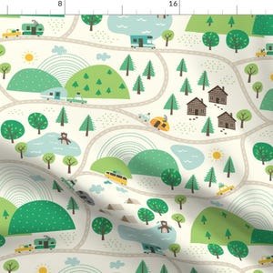 Green Summer Camp Camping Fabric - Lets Go Camping By Stacyiesthsu - Outdoors Summer Camp Kids Cotton Fabric By The Yard With Spoonflower