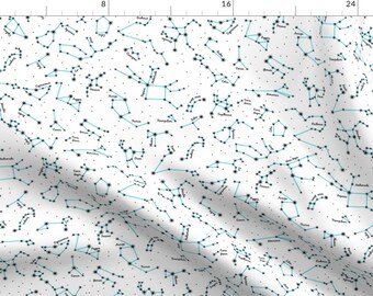 Constellations Fabric - The Night Sky (Light) By Robyriker - Star Galaxy Nursery and Home Decor Cotton Fabric By The Yard With Spoonflower