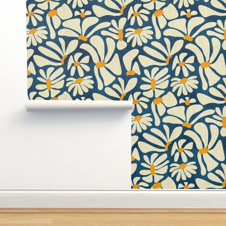 Daisy Wallpaper Retro Whimsy Daisy Large Scale by winkeltriple Retro Flower Power 70s Removable Peel and Stick Wallpaper by Spoonflower image 4