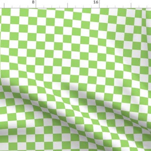 80s Checkered Fabric - Apple Green Checker by 3rittanylane - Lime Green Neon Bright Checkers Fabric by the Yard by Spoonflower