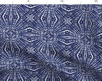 Shibori Bue Geometric Fabric - Shibori Indigo 2 By Dorademe - Shibori Indigo Blue Geometric Cotton Fabric By The Yard With Spoonflower