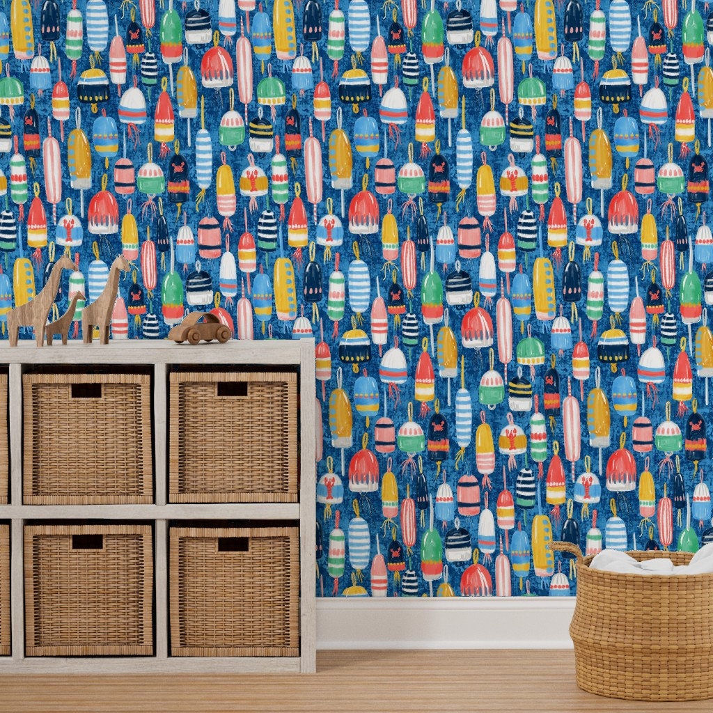 Nautical Buoy Wallpaper Lobster Buoys Maximalism 14 by - Etsy