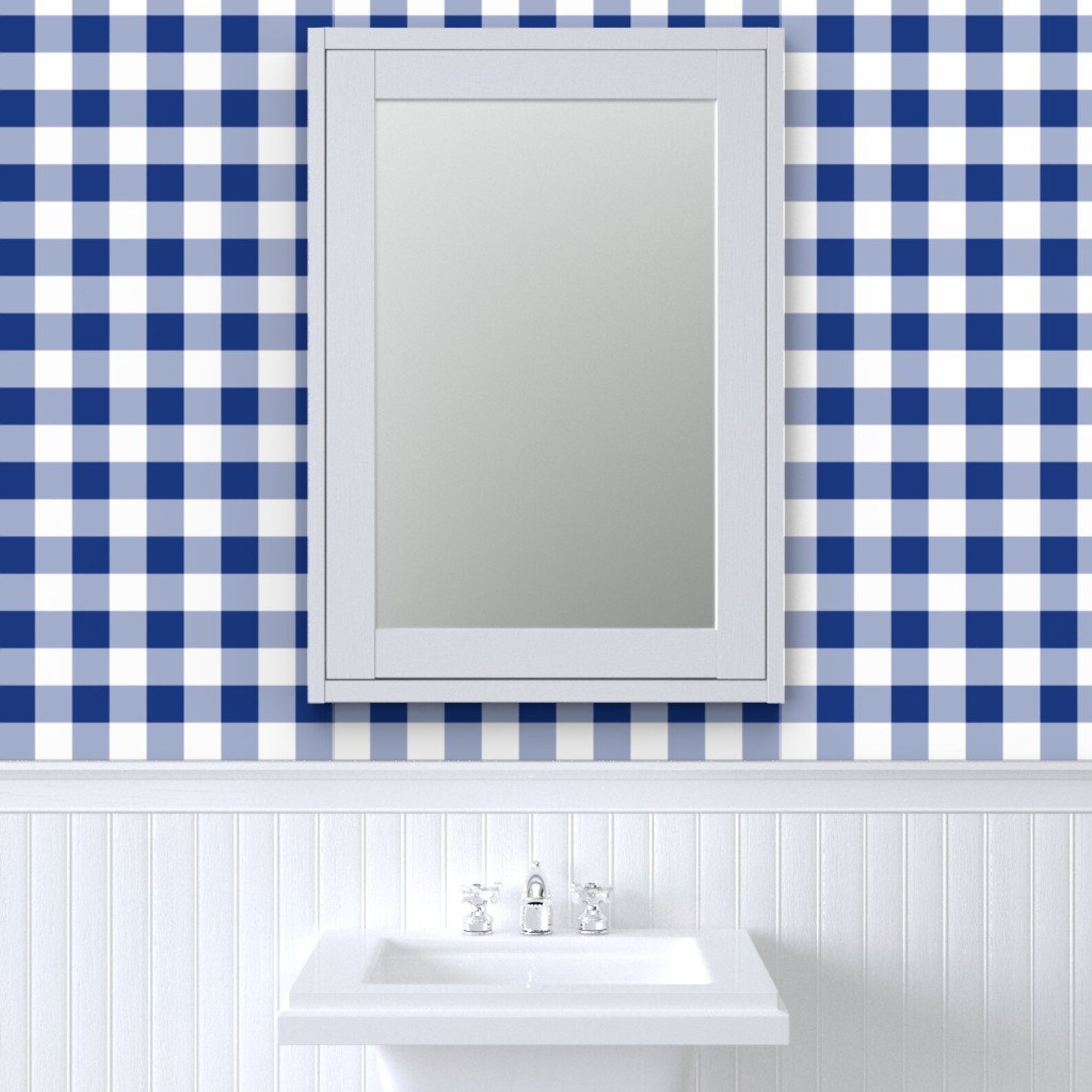 Gingham Wallpaper Blue White Gingham 2 by - Etsy