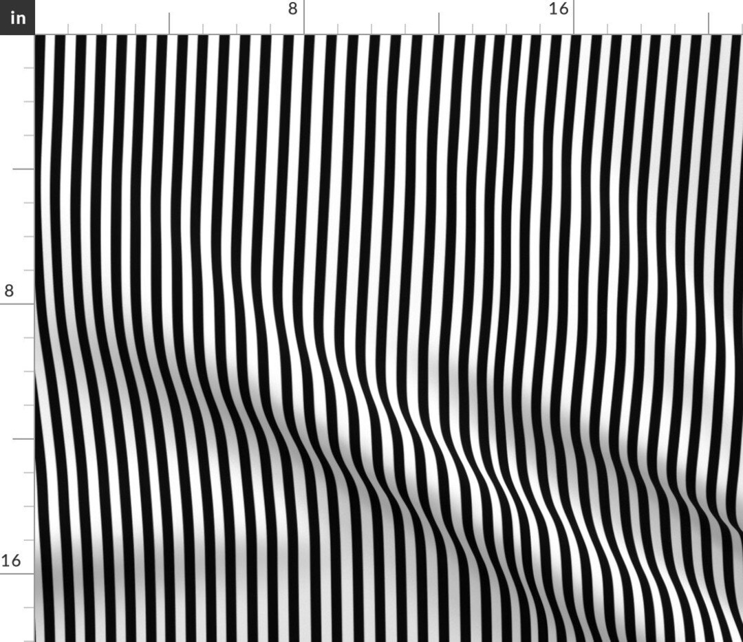 Black White Stripe Fabric Perfectly Pinstripe in Black White by