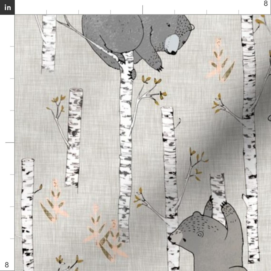 Bears Fabric Birch Bears latte Regular Custom Fabric by Etsy Israel