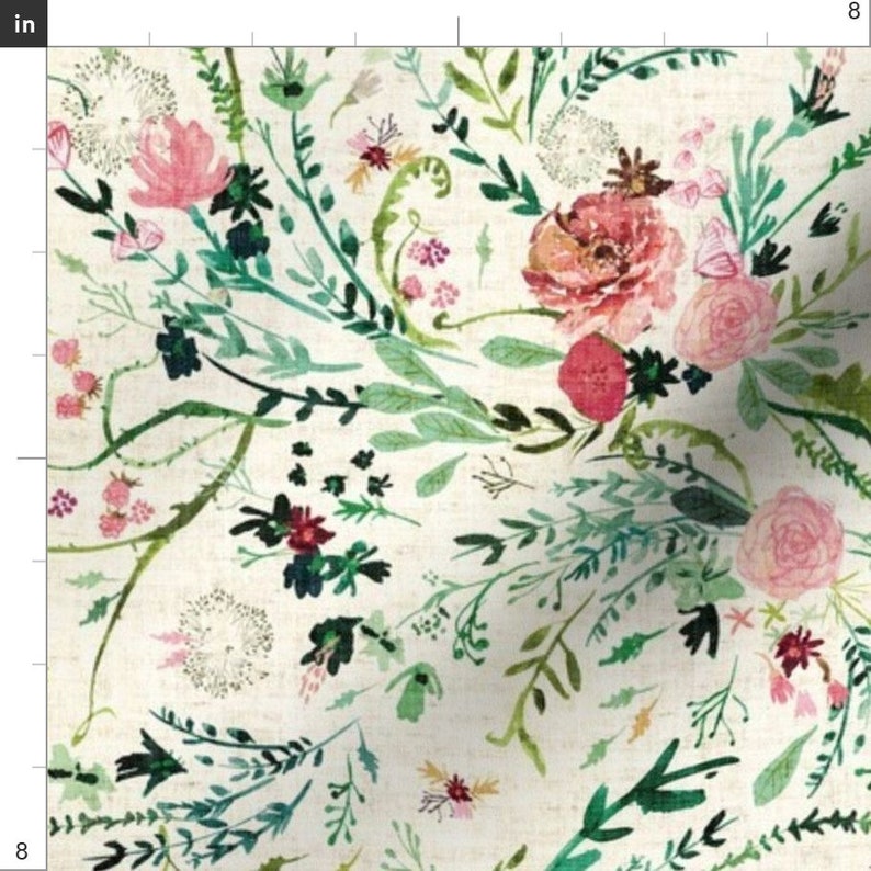 Floral Fabric Fable Spring Floral Med Cream by Nouveau - Etsy