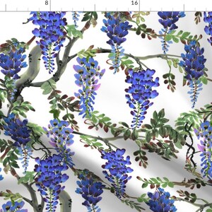 Summer Wisteria Fabric - Wisteria By Svetlana Prikhnenko - Watercolor Botanical Wisteria Cotton Fabric By The Yard With Spoonflower