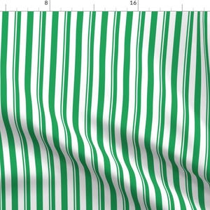 Dapper Fabric - Dapper Green By Sandityche - Dapper Green White Vertical Stripe Cosplay Cotton Fabric By The Yard With Spoonflower